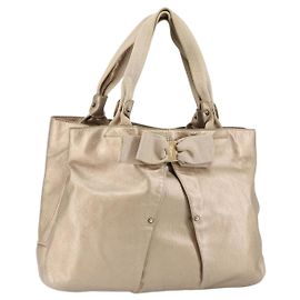 Bolsa de mão Vala em couro bege e dourado Auth BA5699 da Salvatore Ferragamo Bege Dourado