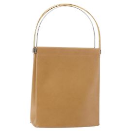 Cartier Bolsa de mão Trinity em couro bege e dourado Auth bs30237 Bege Dourado