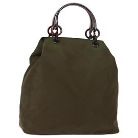 Bolsa Tote Prada em nylon caqui Auth bs30124 Caqui
