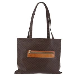 Céline CELINE Macadam Canvas Tote Bag PVC Leather Brown Gold Auth ep11356 Brown Golden