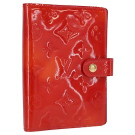 LOUIS VUITTON Monogram Vernis Agenda PM Day Planner Cover Red R21016 Auth BA7732 Red