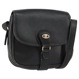 Céline Bolsa de Ombro de Couro Preta e Dourada Auth BA8003 Preto Dourado