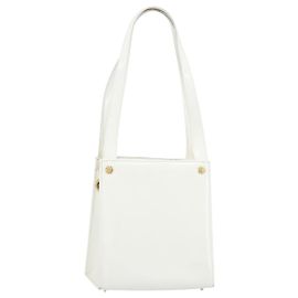 Bolsa de Ombro Gianni Versace em Couro Branco e Ouro Auth BA8015 Branco Dourado