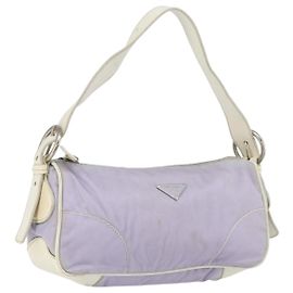 Borsa a Spalla PRADA in Nylon Viola Argento Auth BA7767 Argento Porpora