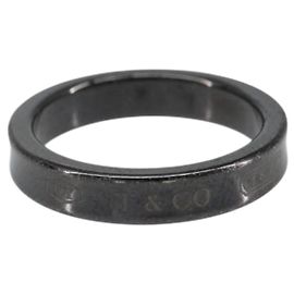 Autre Marque Bague étroite en titane TIFFANY&Co. 1837 métal noir Auth am9716 Noir