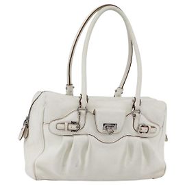 Sac à main Gancini Marissa en cuir blanc et argent de Salvatore Ferragamo Auth bs30082 Argenté Blanc