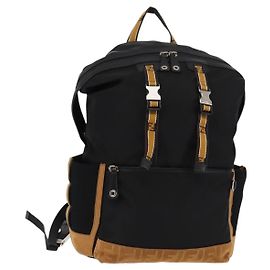 FENDI Zucca Canvas Backpack Black Silver Auth hk3119 Black Silvery