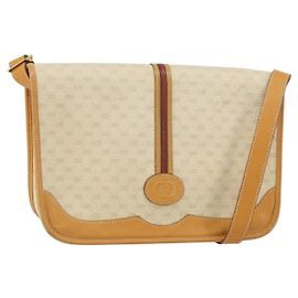 Bolsa Sherry Line em PVC Bege Micro GG Supreme Web da GUCCI 001 104 0551 Auth BA7241 Bege Dourado