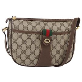 Borsa Gucci GG Supreme Web Sherry Line PVC Beige Oro 89 02 032 Auth ki6150 Beige D'oro