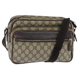 Gucci Borsa a spalla GG Supreme in PVC marrone argento Auth bs30401 Marrone Argento