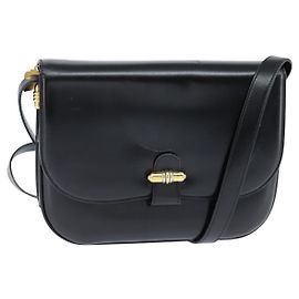 Bolsa de Ombro de Couro Preta e Dourada GUCCI 001 406 0621 Auth BA7466 Preto Dourado