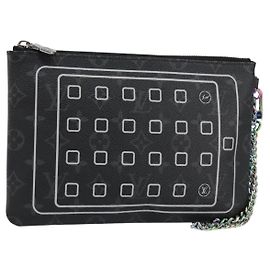CUSTODIA PER IPHONE LOUIS VUITTON Monogram Eclipse Fragment M64433 LV Auth 152417 Monogramma