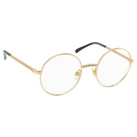 Montures de lunettes de soleil CHANEL en métal doré CC Auth 153002 Doré