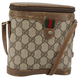 Gucci Borsa GG Supreme Web Sherry Line in PVC beige e oro 904 02 070 Auth ep11689 Beige D'oro
