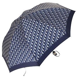 Christian Dior Trotter Canvas Folding Umbrella Navy Auth am9772 Navy blue