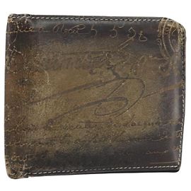Billetera Berluti de cuero marrón Auth bs30657 Castaño