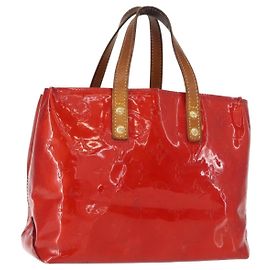 LOUIS VUITTON Monogram Vernis Reade PM Handtasche Rot M91088 LV Auth hk3180 Rot