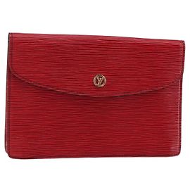 LOUIS VUITTON Clutch Montaigne 23 Epi Rojo M52667 LV Auth bs30896 Roja