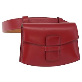 Hermès HERMES Bauchtasche aus Leder rot silber authentisch bs30804 Silber Rot