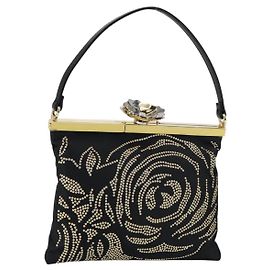 VALENTINO Handtasche Satin Braun Gold Auth bs30808 Braun Golden
