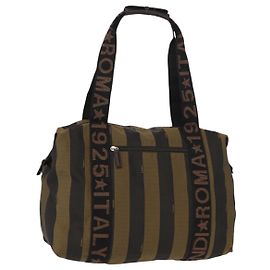 FENDI Pecan Canvas Handtasche aus Nylon Schwarz Braun Auth bs30795 Braun Schwarz