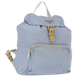 PRADA Rucksack aus Nylon hellblau Silber authentisch 152634 Silber Hellblau