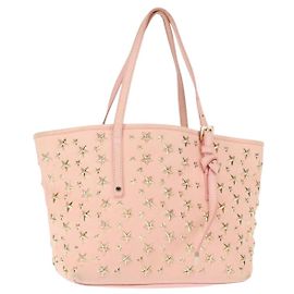 Bolsa tote de couro rosa com studs Jimmy Choo Auth BA6901 Rosa