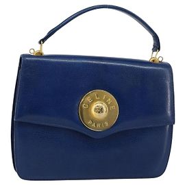 Céline Sac à main CELINE en cuir bleu doré Auth 146349 Bleu Doré