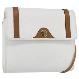 Bolsa de Ombro Christian Dior em Couro Branco e Ouro Auth BA8403 Branco Dourado