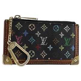 LOUIS VUITTON Pochette Cles Monedero Multicolor Negro M13664 LV Auth 154383 Negro