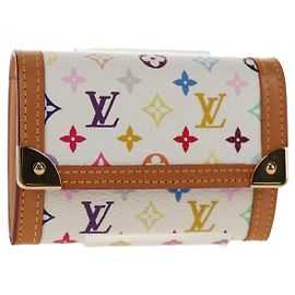 LOUIS VUITTON Monedero Pla Coin Multicolor Blanco M92657 Auth 145599V Blanco