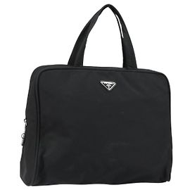 PRADA Tote Tasche Nylon Schwarz Silber Auth bs29773 Schwarz Silber