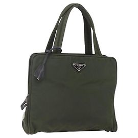 PRADA Handtasche aus Nylon Khaki Silber authentisch mr1570 Silber Khaki