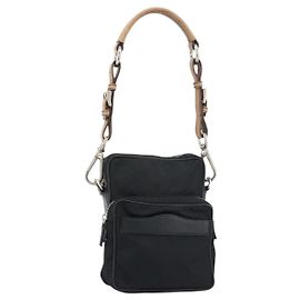 PRADA Shoulder Bag Nylon Black Silver Auth ka593 Black Silvery