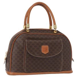 Céline Sac à main en toile Macadam CELINE en cuir PVC marron doré Auth 151782 Marron Doré