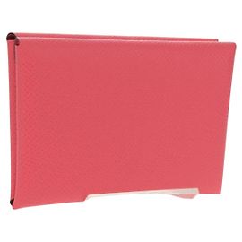 Hermès Monedero Calvi Duo HERMES Cuero Rosa Plata Auth BA8242M Plata Rosa