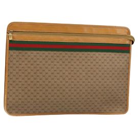 GUCCI Micro GG Supreme Web Sherry Line Bag PVC Beige 017 115 4126 Auth 146005 Beige Golden