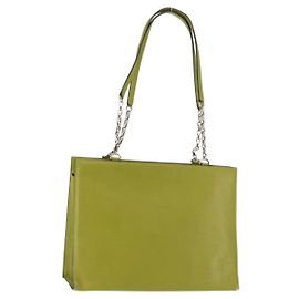Céline CELINE Shoulder Bag Leather Green Silver Auth BA6730 Silvery Green