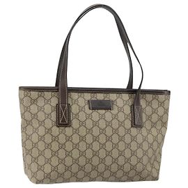 Gucci Bolsa Tote GG Supreme em PVC couro bege Auth ep11190 Bege