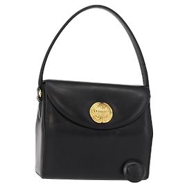 Bolsa de mão GIVENCHY em couro preto e dourado Auth ka009 Preto Dourado