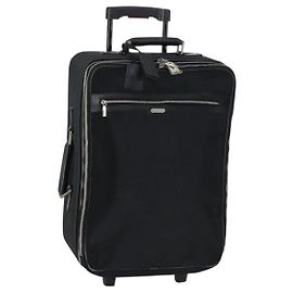 Mala Salvatore Ferragamo em lona preta e prata Auth bs29676 Preto Prata