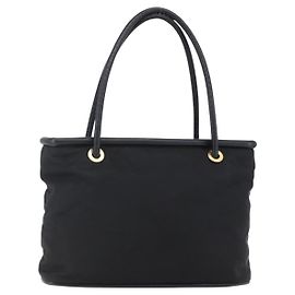 Céline Bolsa Tote CELINE em nylon e couro preto dourado Auth 145474 Preto Dourado