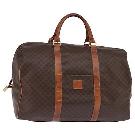 Céline Sac Boston en toile Macadam CELINE en cuir PVC marron doré Auth 144413 Marron Doré
