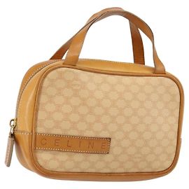 Céline CELINE Macadam Canvas Handtasche PVC Beige Gold Auth 142798 Beige Golden