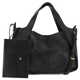 Autre Marque Sac tote Stella logo en polyester noir et or Auth BA6613 Noir Doré