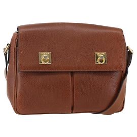 Céline Bolsa de Ombro de Couro Marrom Auth 146484 Marrom