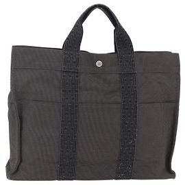 Hermès HERMES Sac à main Her Line MM en toile grise Auth hk3127 Marron