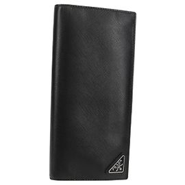 Portefeuille PRADA en cuir Safiano Noir Auth 156712V Noir