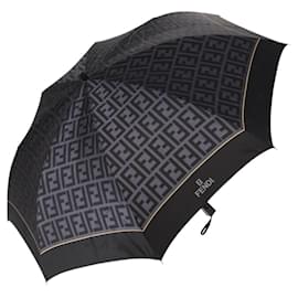 FENDI Zucca Canvas Folding Umbrella Navy Auth am9873 Navy blue