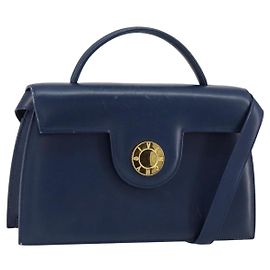 Bolsa de mão GIVENCHY em couro 2 em 1 azul dourado Auth 153179 Azul Dourado